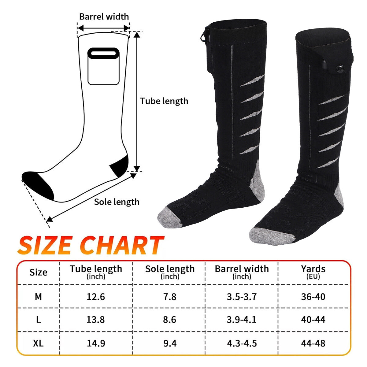 Electric Heated Socks Rechargeable Battery Winter Foot Warmer Men Women