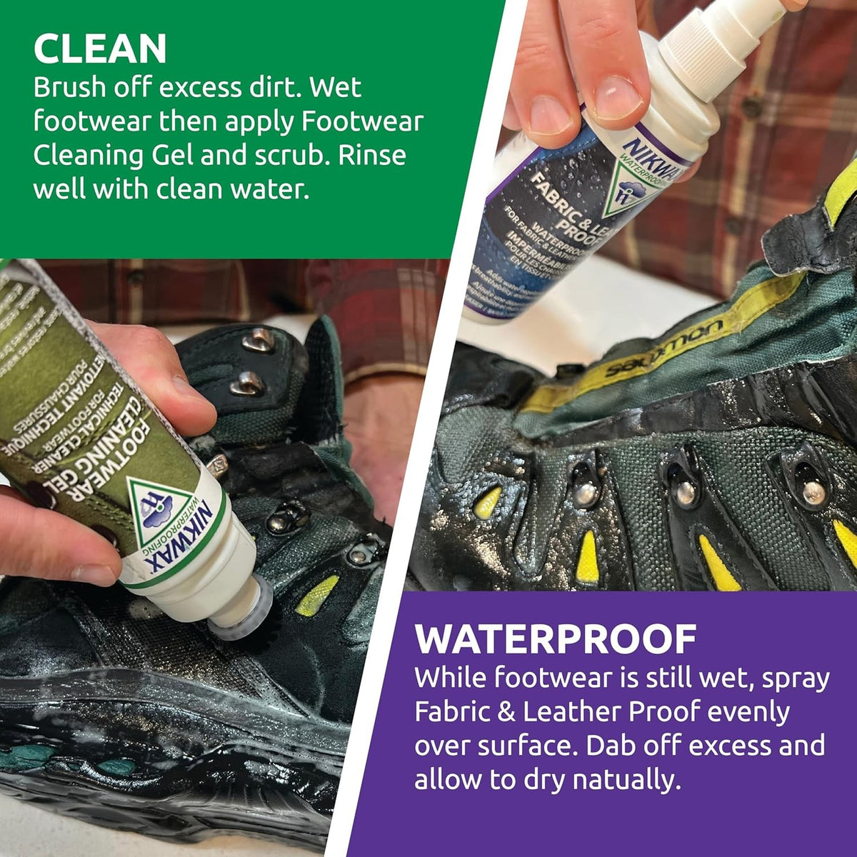 (2 Pack) Nikwax Waterproofing for Fabric & Leather Boots - 125ml, Transparent