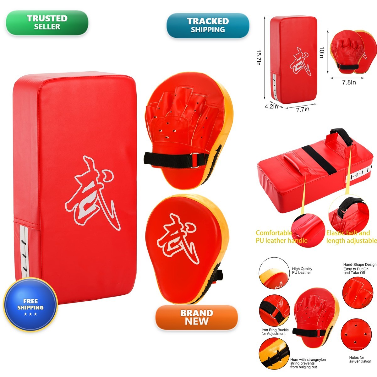 2-in-1 Boxing Punching Mitts and Kick Pads Set for Martial Arts Training