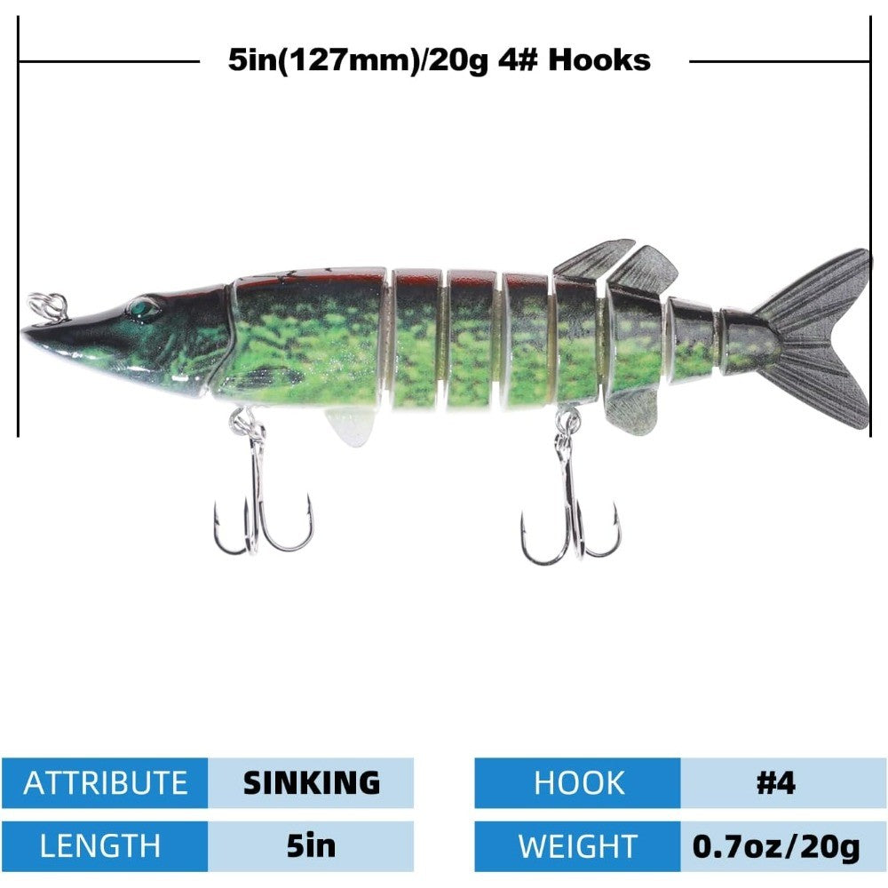 5pcs Jointed Swimbait Fishing Lures for Bass Trout Pike - Bait Set