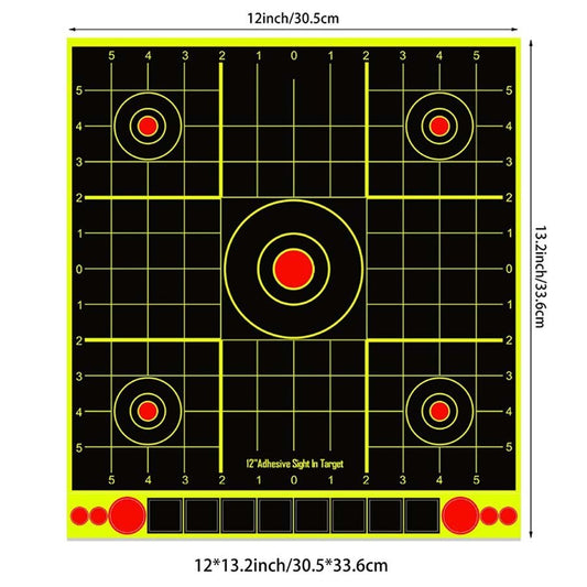 12-Inch Reactive Shooting Range Targets - Bright Splatter Bullet Holes