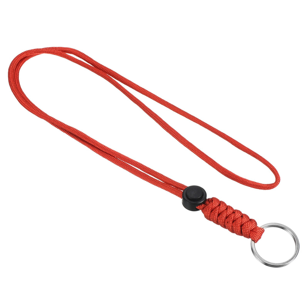 18-Inch Paracord Lanyard with Keyring Badge Holder Red