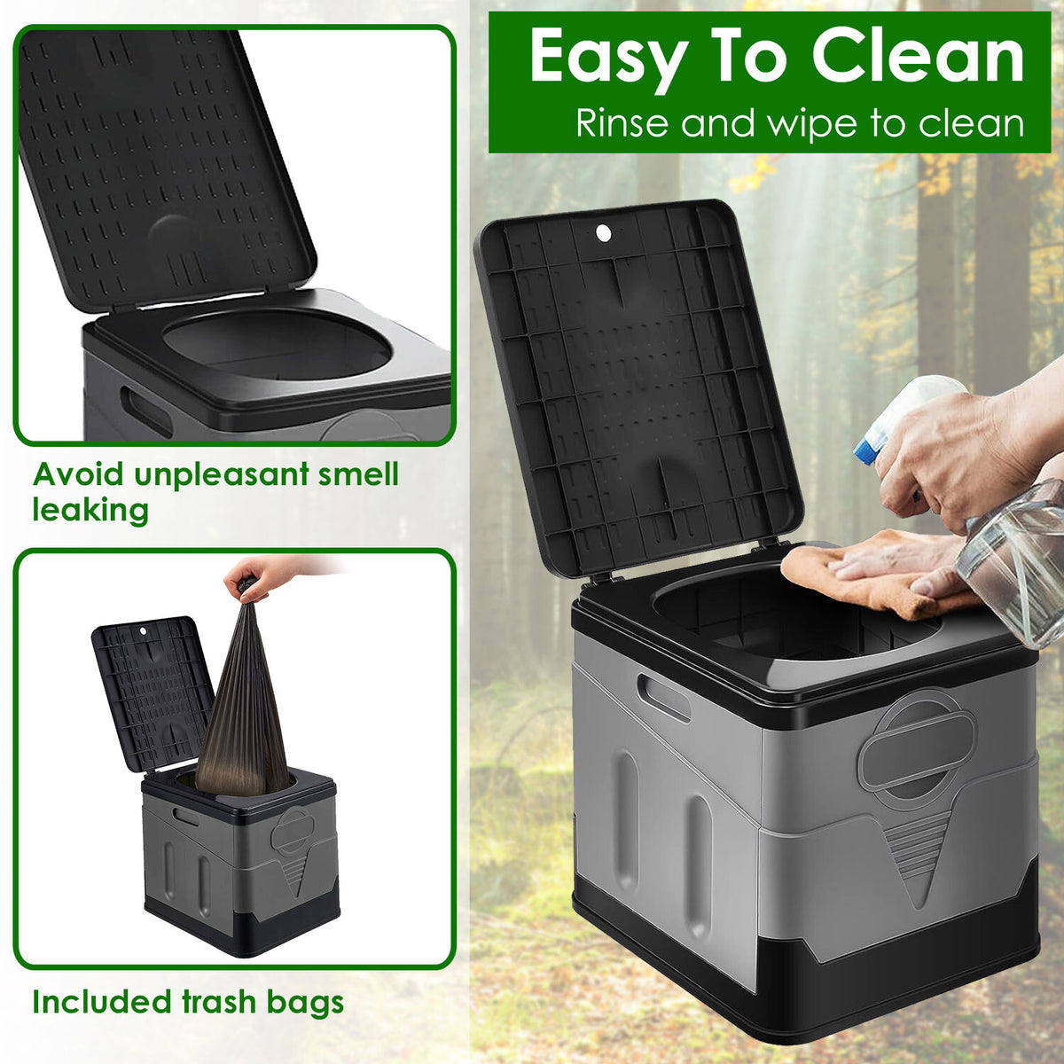 Portable Outdoor Toilet with Trash Bag Set for Camping and Travel