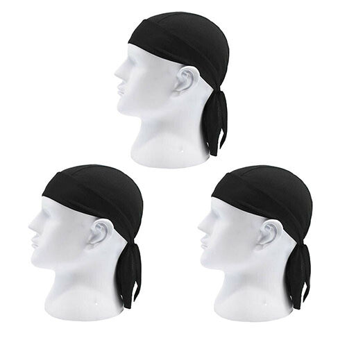 3 Pack Skull Cap Motorcycle Head Wrap Tie Durag Beanie Cycling Bandana