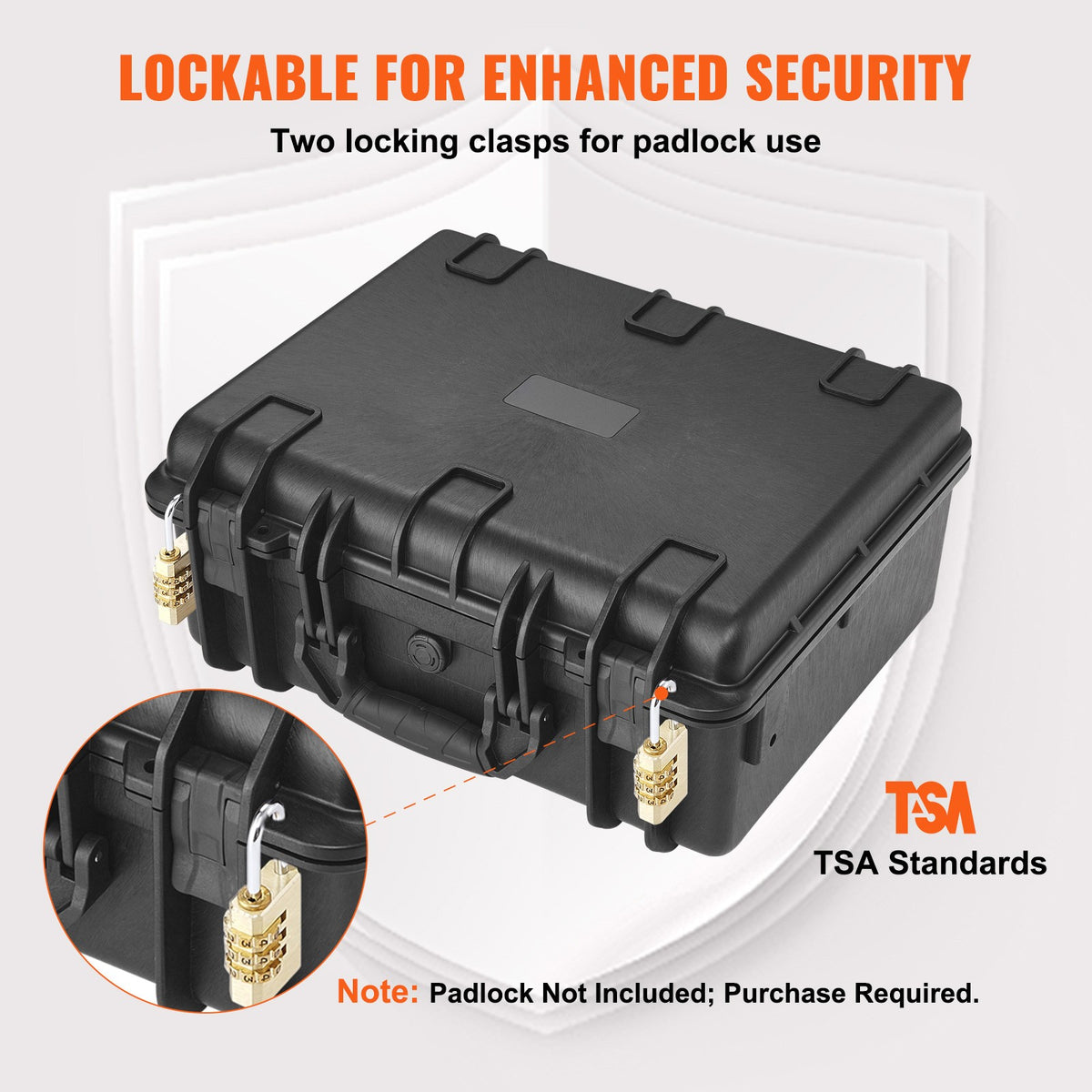 Hard Pistol Case for 5 Pistols Waterproof Lockable Gun Storage Box