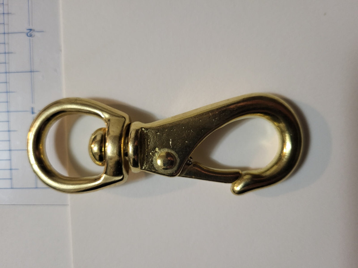 Solid Brass Swivel Snap Hook with Wide Mouth - Corrosion Resistant, 3/4 Inch Eye for Outdoor & Fishing