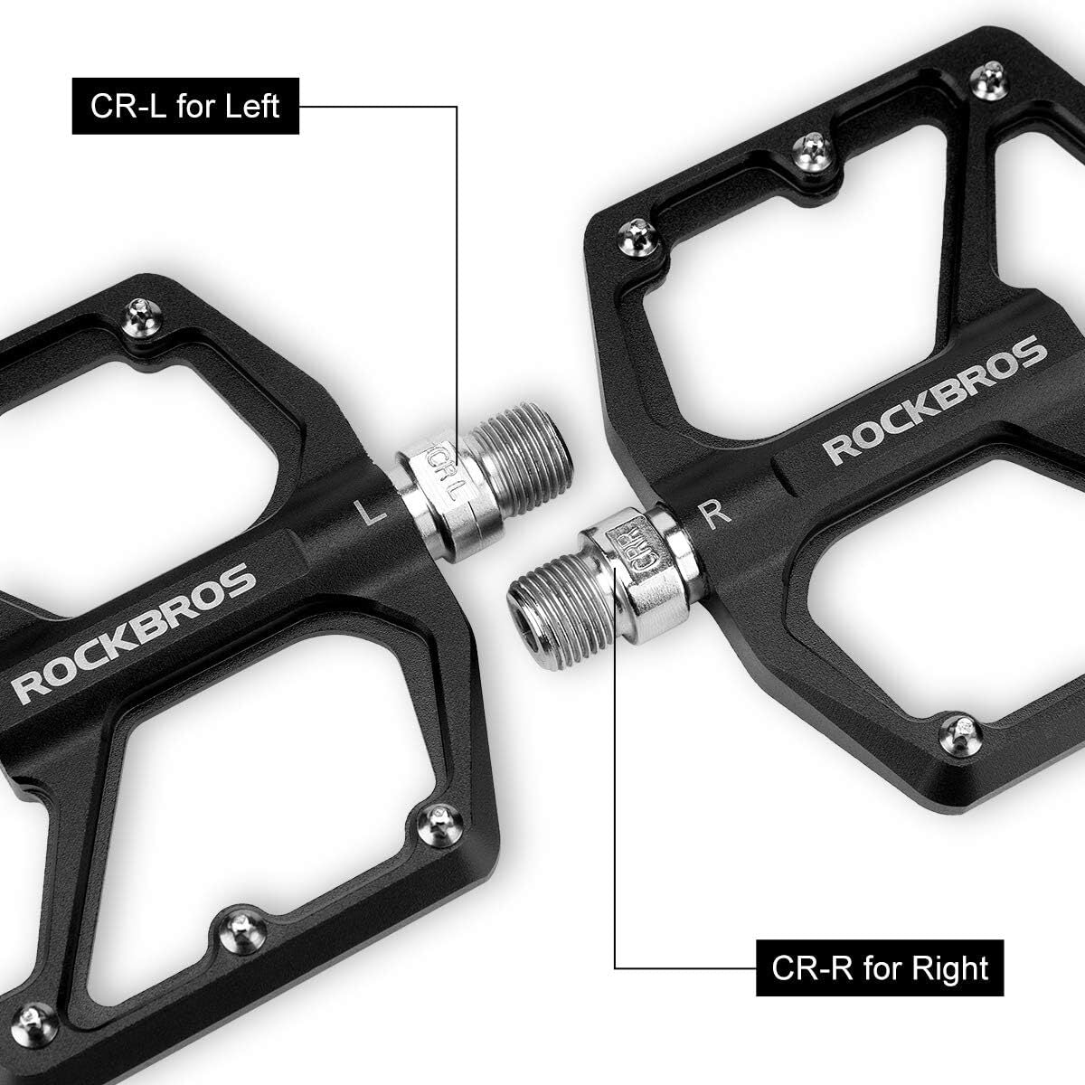 Aluminum Alloy Bicycle Pedals Waterproof Wide Flat 9/16 Inch 2 Pack