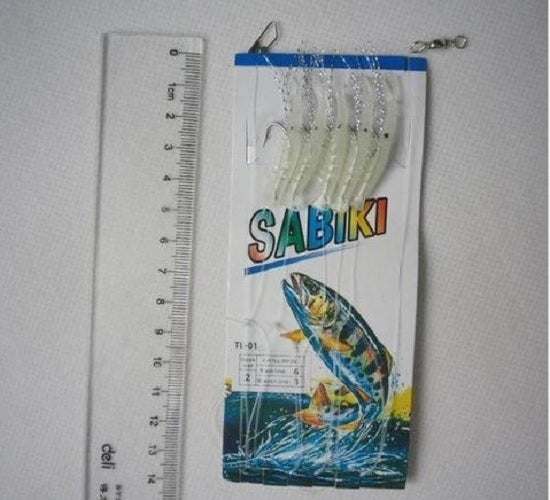Glow in Dark Shrimp Fishing Rigs Set with 5 Hooks - Size 16
