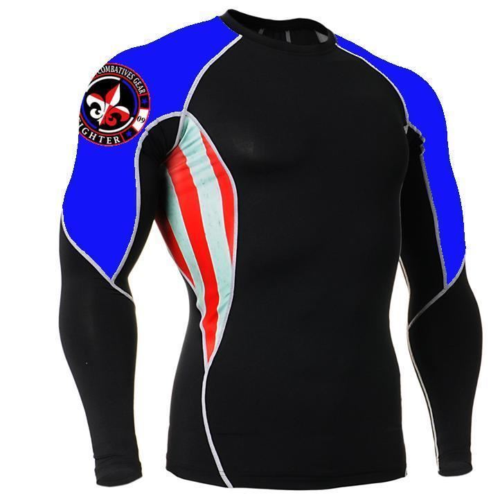 Fighter Long Sleeve Rash Guard for Combat Sports - Compression Fit