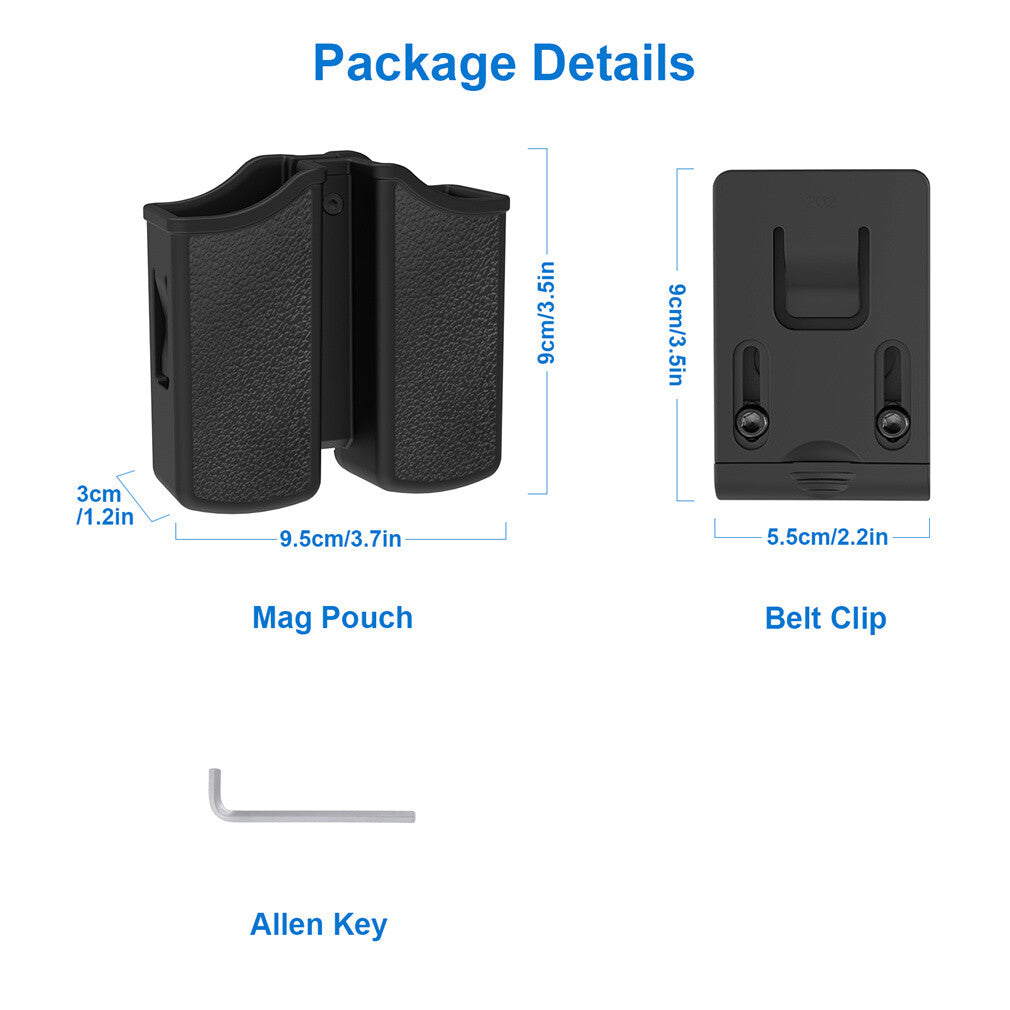 Universal Double Stack Magazine Belt Holster for 9mm .40 Cal Pistol Mag Holder