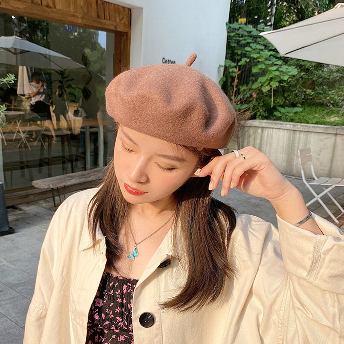 Women Casual Wool Beret Hat - Elegant French Style Solid Color Accessory
