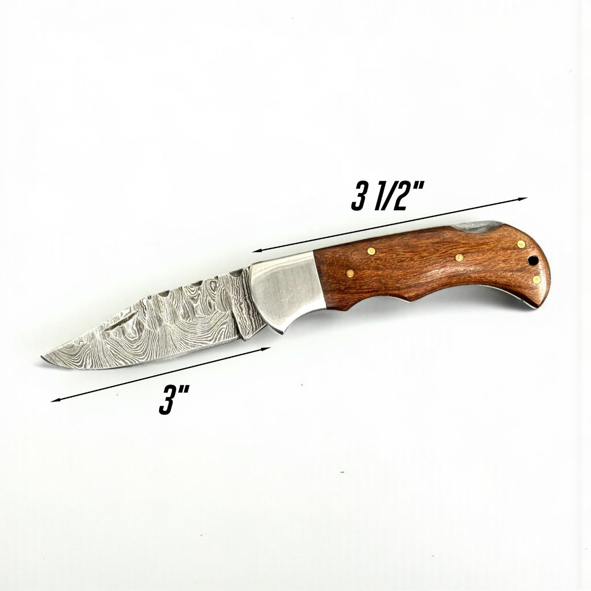 Personalized Damascus Folding Pocket Knife with Rosewood Handle