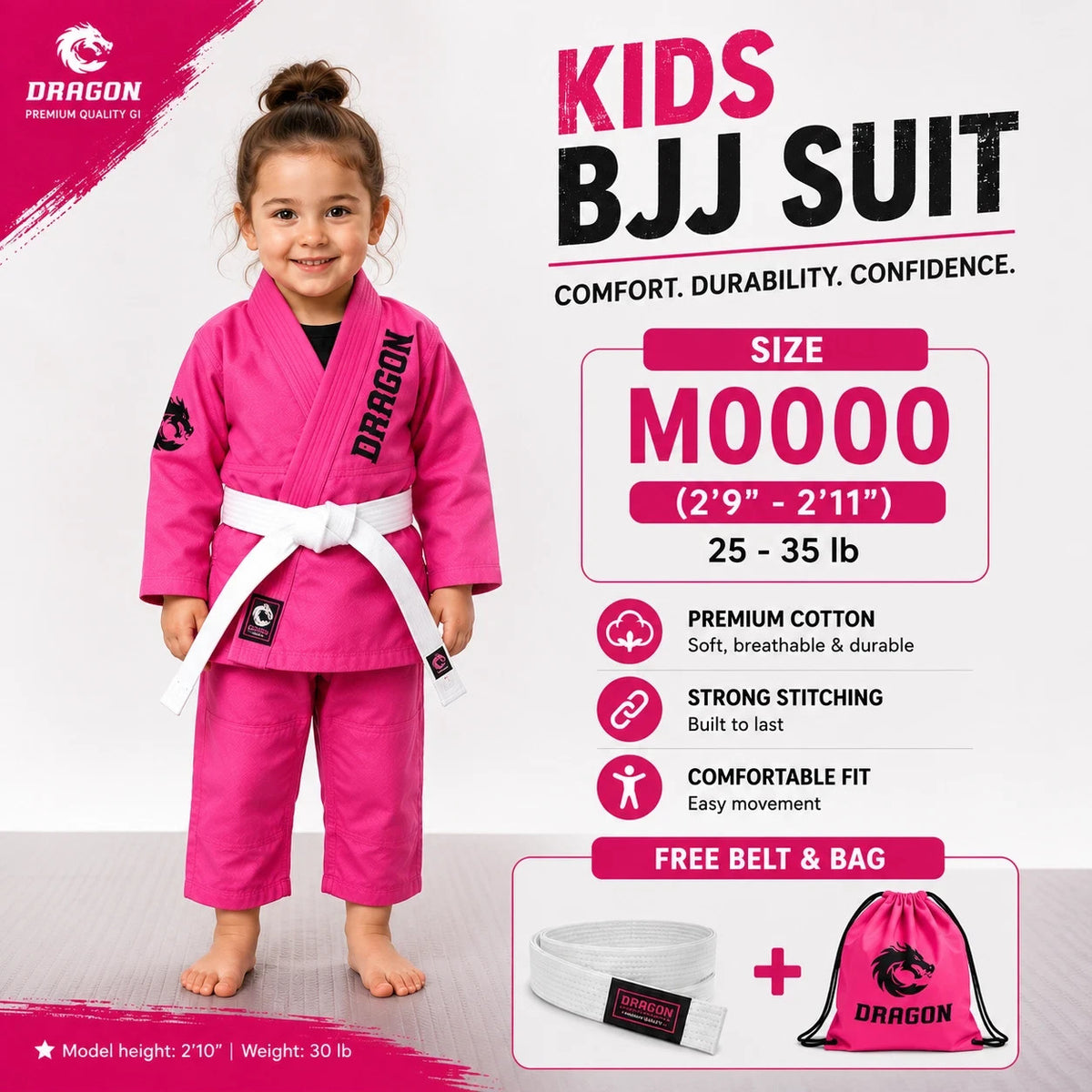 Kids BJJ Gi Uniform Set with Belt for Martial Arts & Grappling