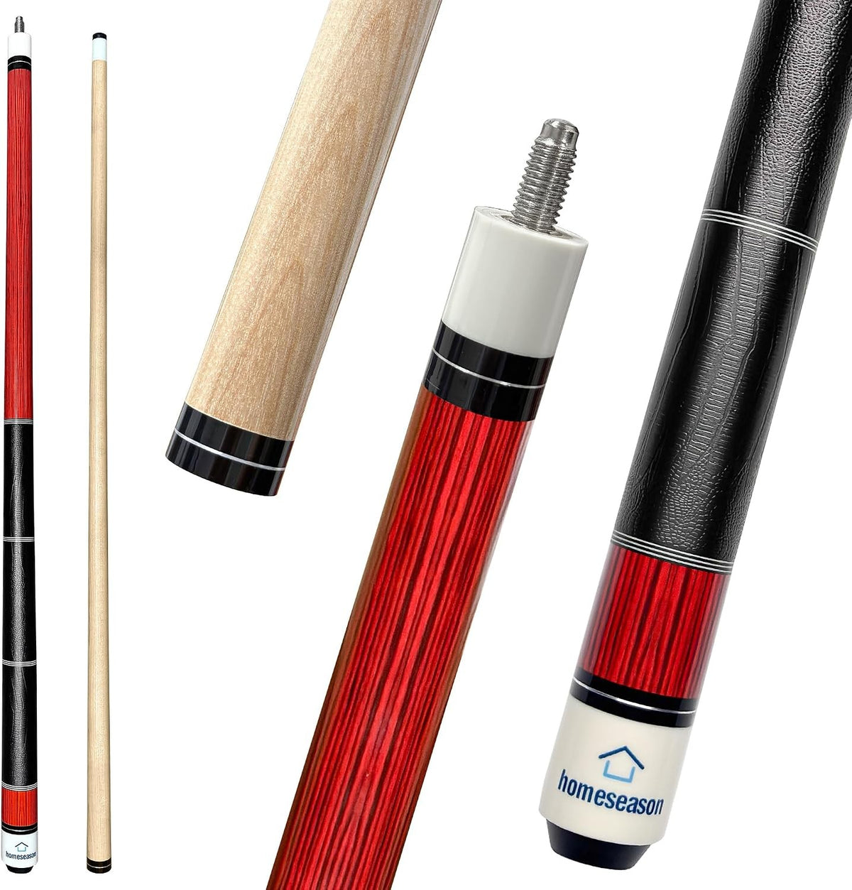 58in Pool Cue Stick Canadian Maple 13mm Tip 20oz with 2-Piece Design
