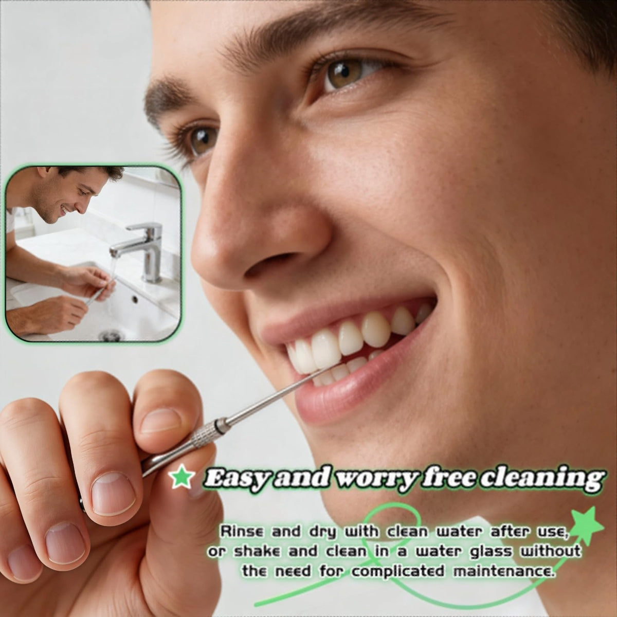 Portable Titanium Multi-Function Toothpick Keychain - Reusable Stainless Steel