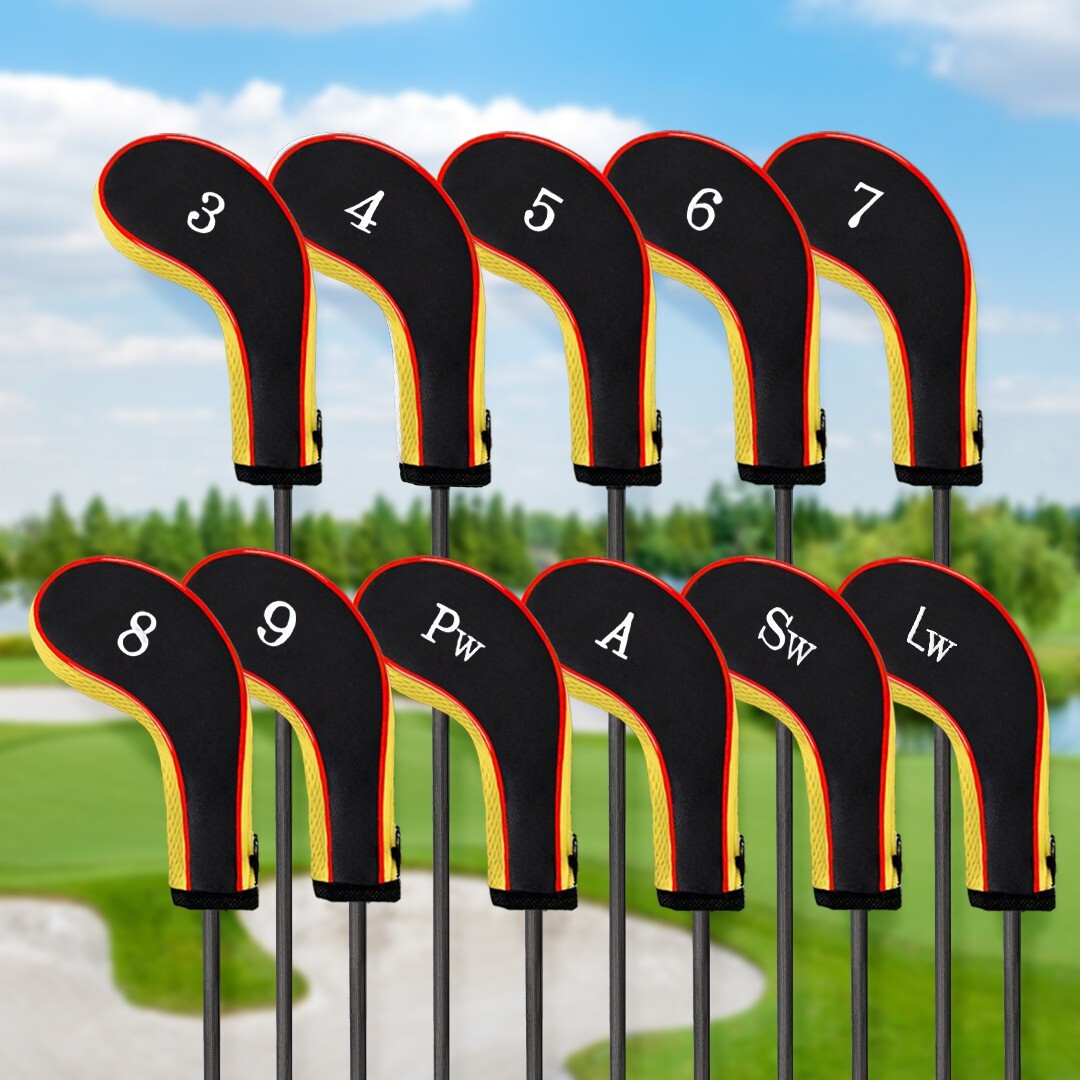 Golf Iron Headcovers Set 11pcs Zippered Protect Clubs Left & Right Hand