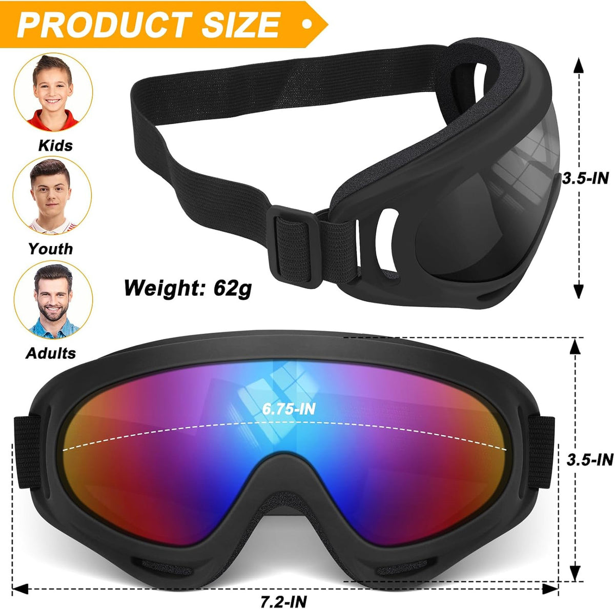 Motorcycle Goggles with UV400 Protection & Neck Gaiter Set – Pack of 2