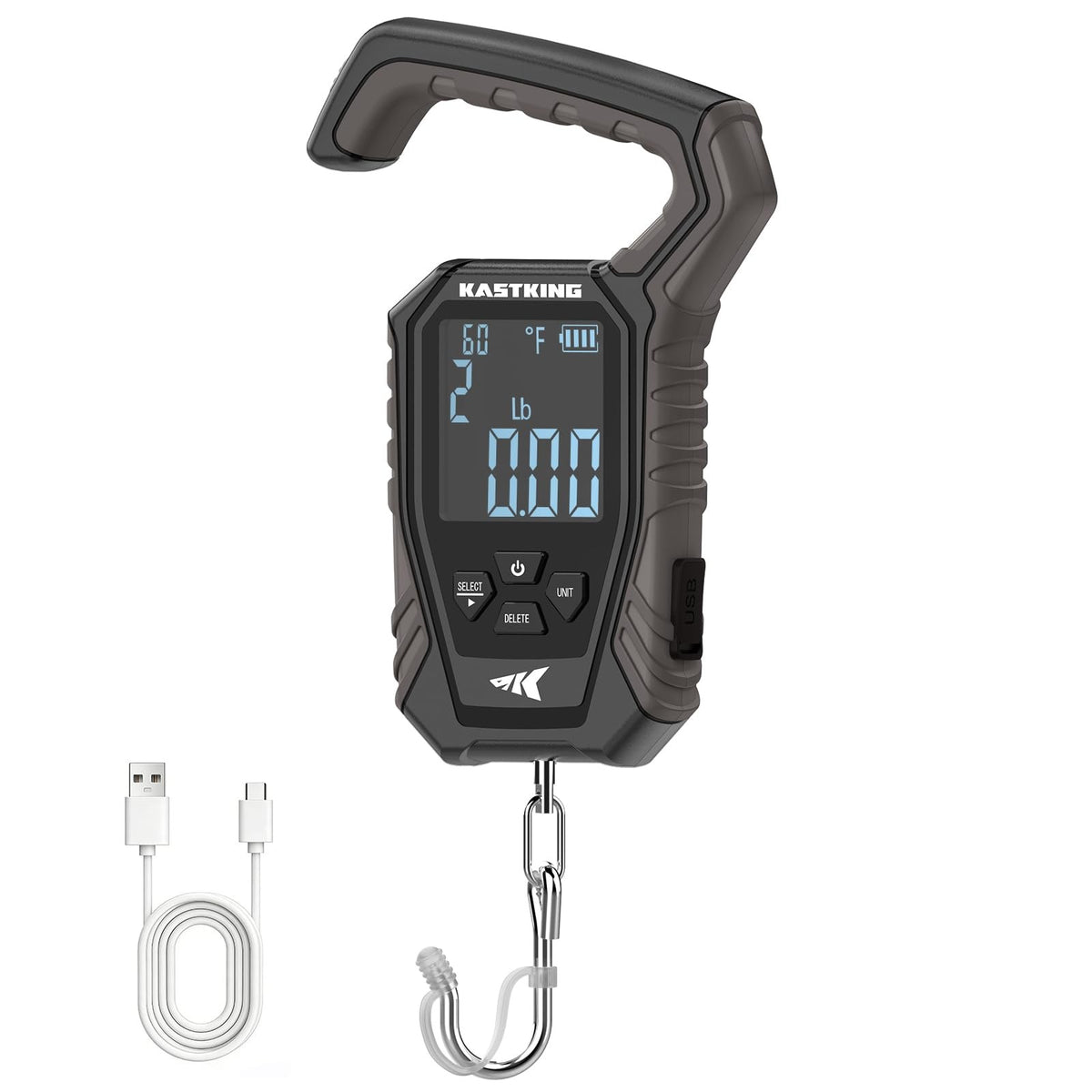 120 lb Waterproof Fishing Scale with Large Display, Tare & Temperature Sensor