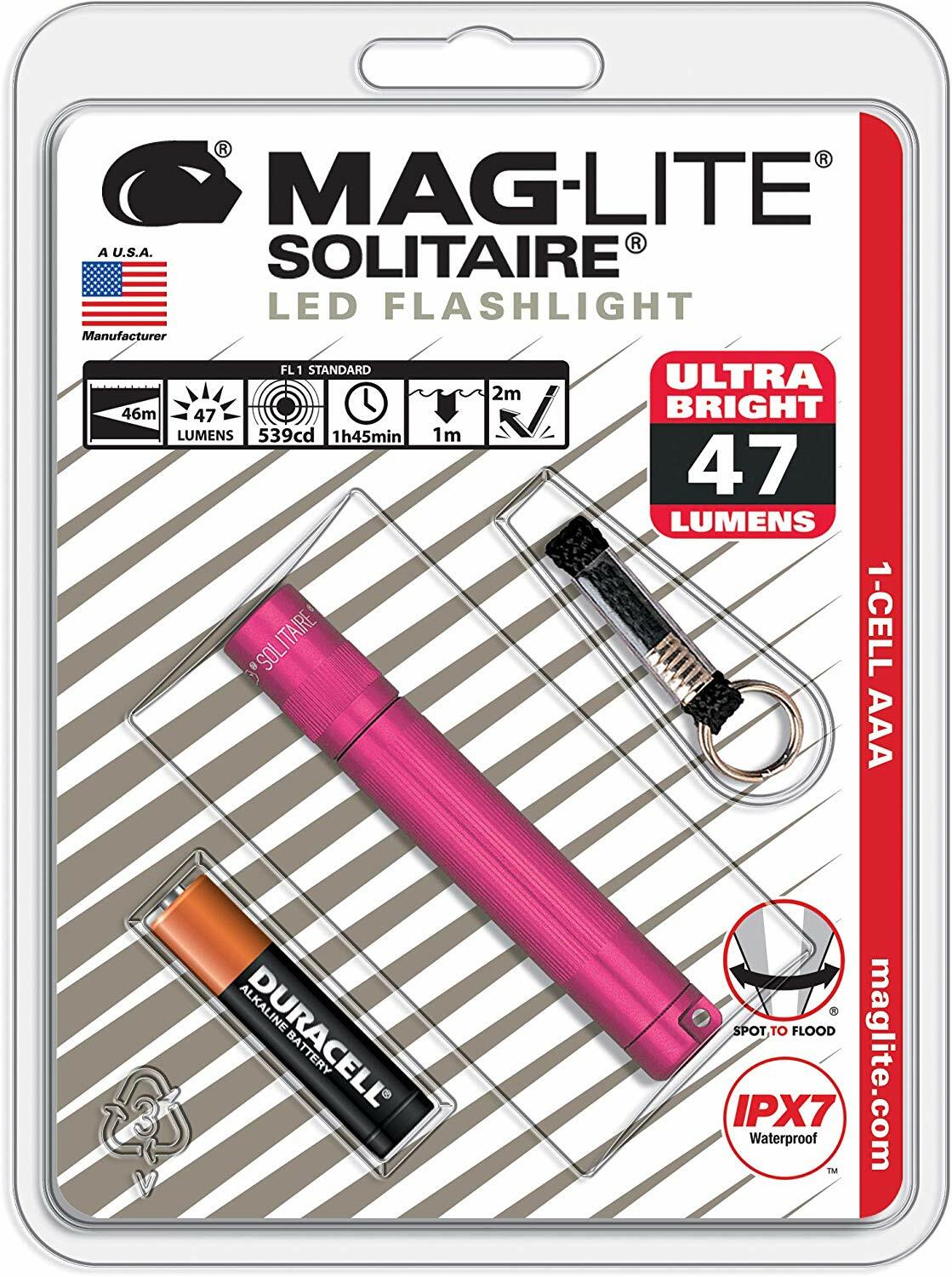 Pink LED Keychain Flashlight AAA Compact Pocket Light