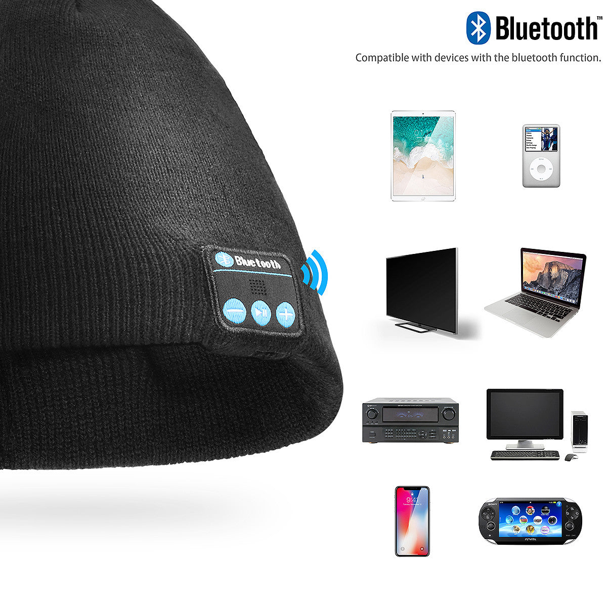 Winter Bluetooth Beanie Hat with Headset and Microphone, Wireless Audio
