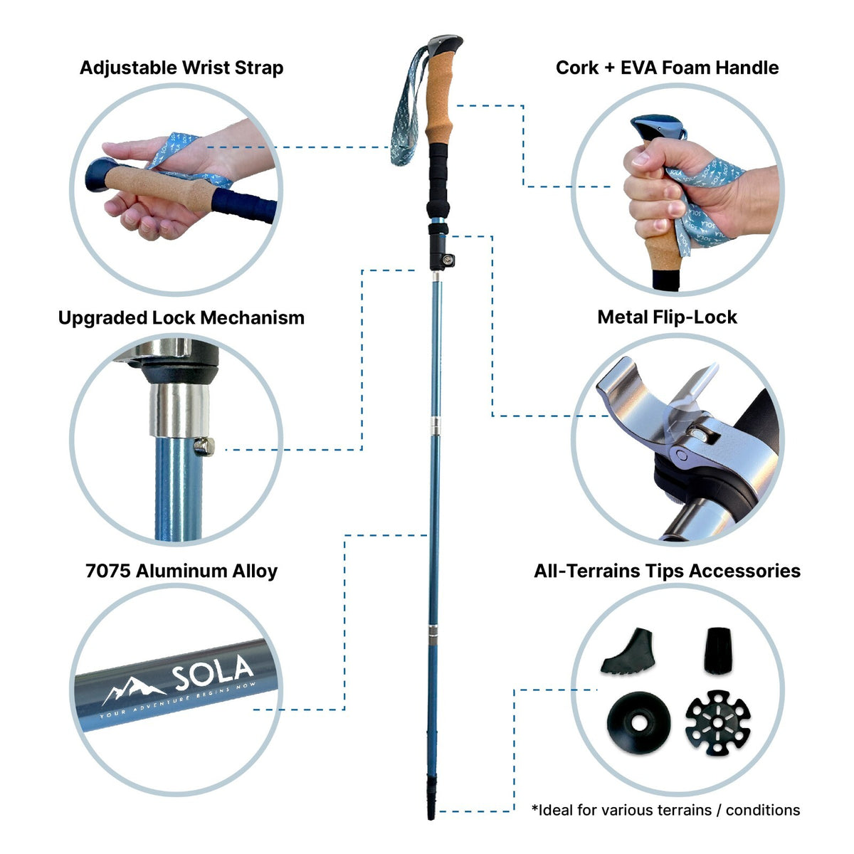 Lightweight Collapsible Hiking Poles - Foldable Trekking Sticks for Outdoor Adventure