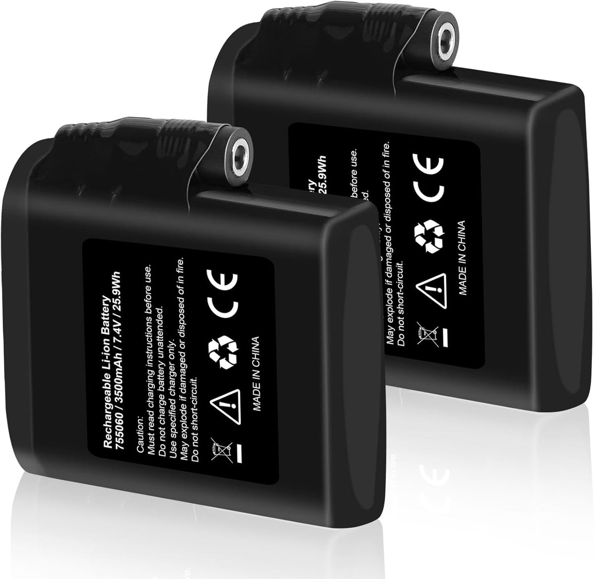 Rechargeable 7.4V 3500mAh Battery Pack for Heated Gloves and Socks - 2 Pack