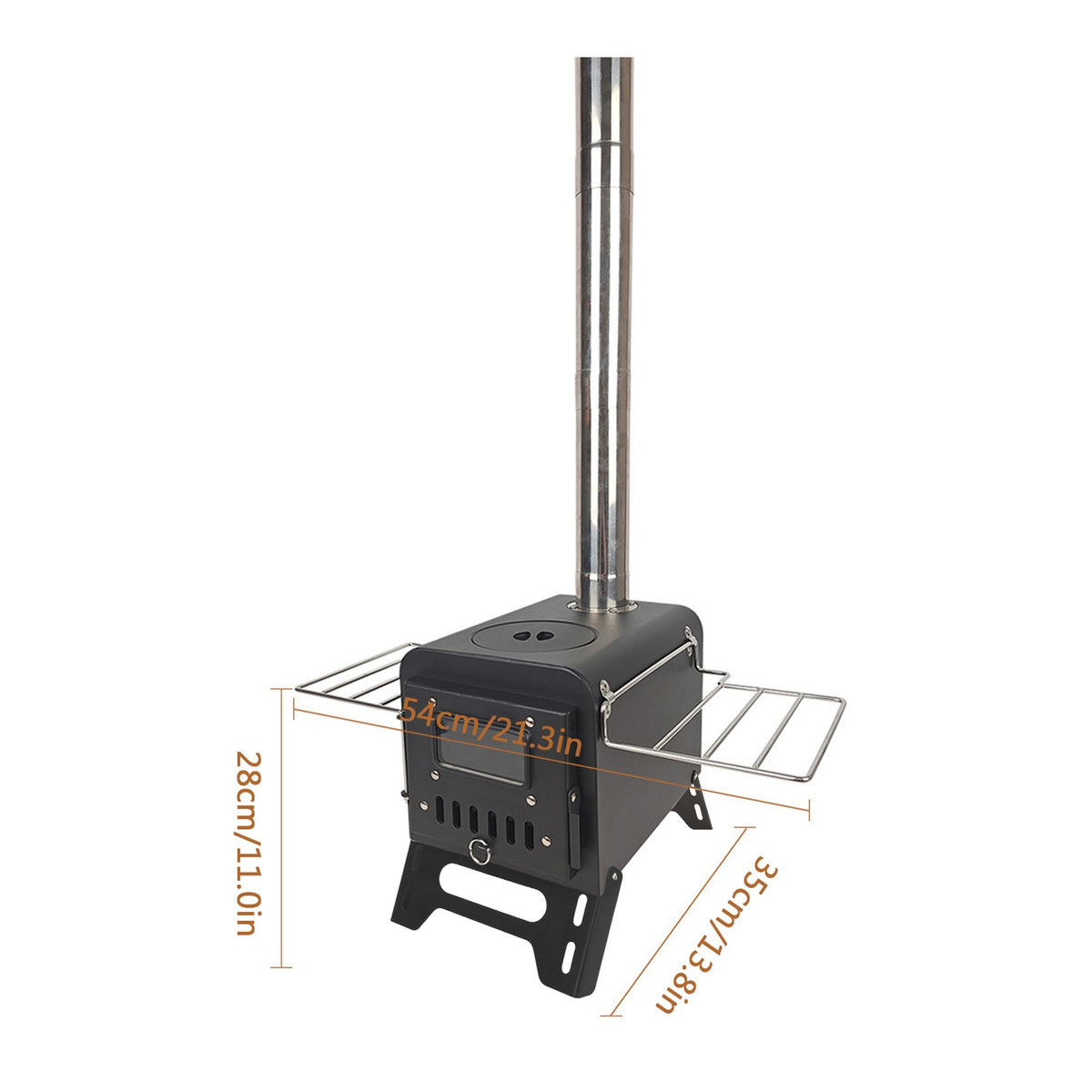 Wood Burning Tent Stove with Air Vent Control - Carbon Steel Portable Heater