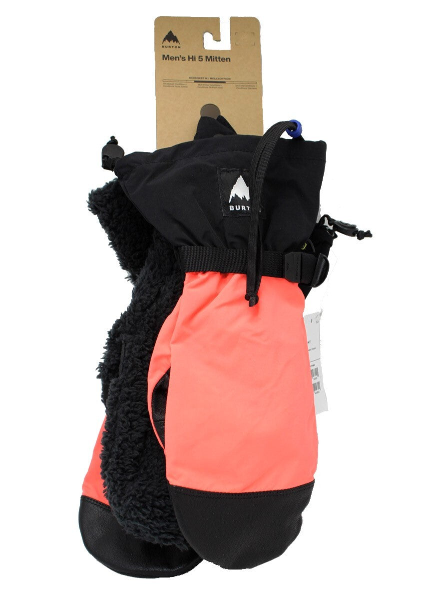 Men's Snowboard Mittens with Removable Liner Waterproof Touchscreen Gloves - Orange/Black