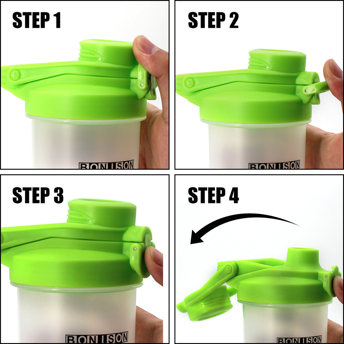 Auto Flip Lid Shaker Bottle for Protein Drinks and Smoothies - 24 oz
