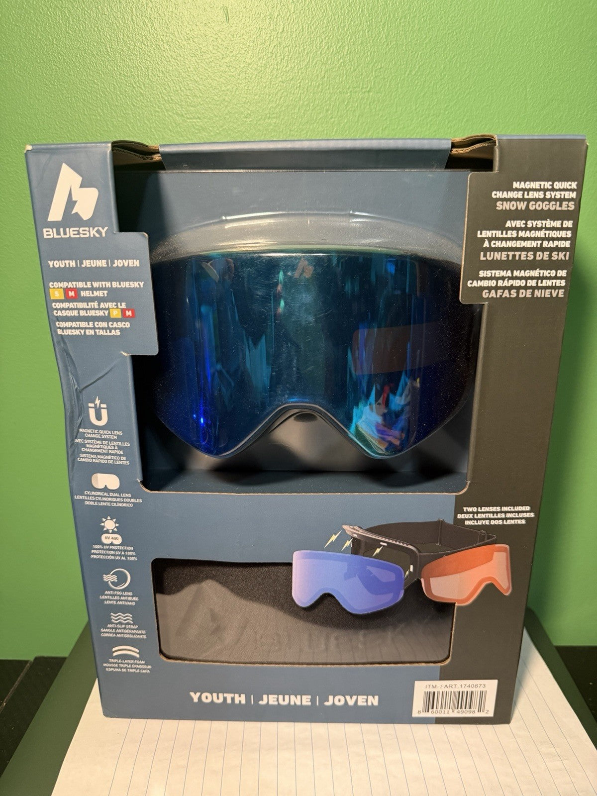Youth Snow Goggles with Magnetic Quick-Change Lenses for Skiing & Snowboarding