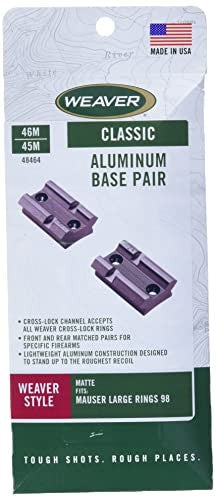 Weaver Top Mount Matte Black Aluminum Scope Base Pair for Mauser 98
