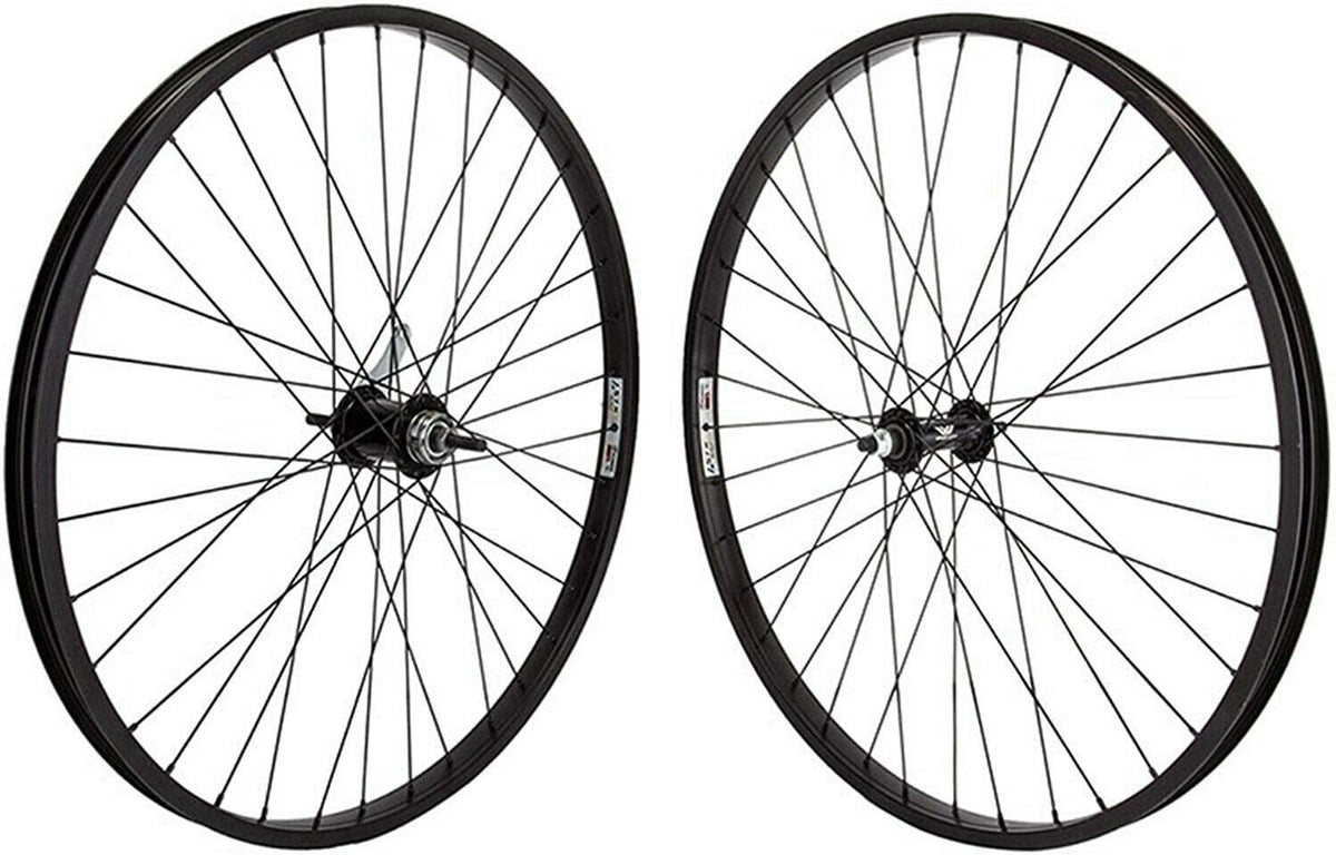26x1.75 Bicycle Wheel Set with Coaster Brake - Black, 36H, Cruiser