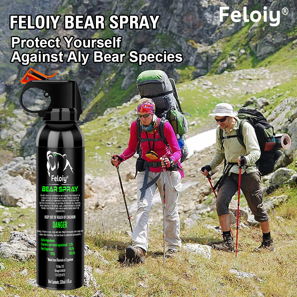 30 Feet Bear Deterrent Spray 11oz with Glow Safety Cap for Camping & Hiking