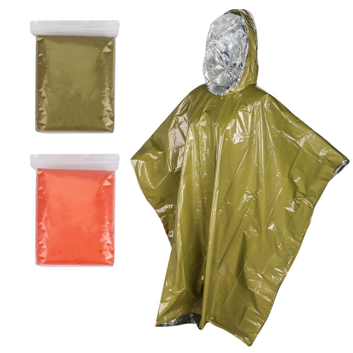Reusable Thermal Emergency Poncho Waterproof Rain Camping Gear 1/2PC