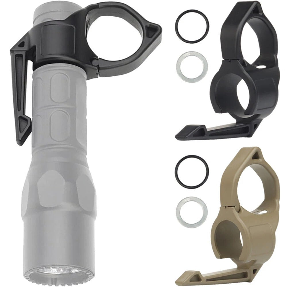 Tactical Flashlight Ring Holder with Clip for 1-Inch Flashlights, Portable and Durable