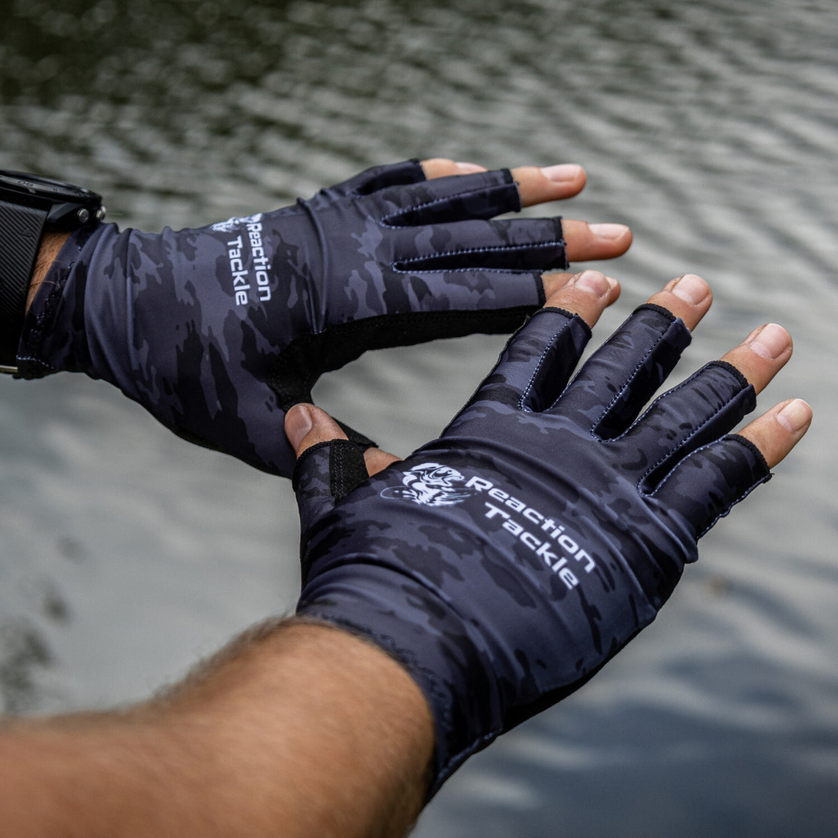 UV Fishing Gloves UPF 50 Sun Protection Fingerless Kayak Gloves - Reaction Tackle