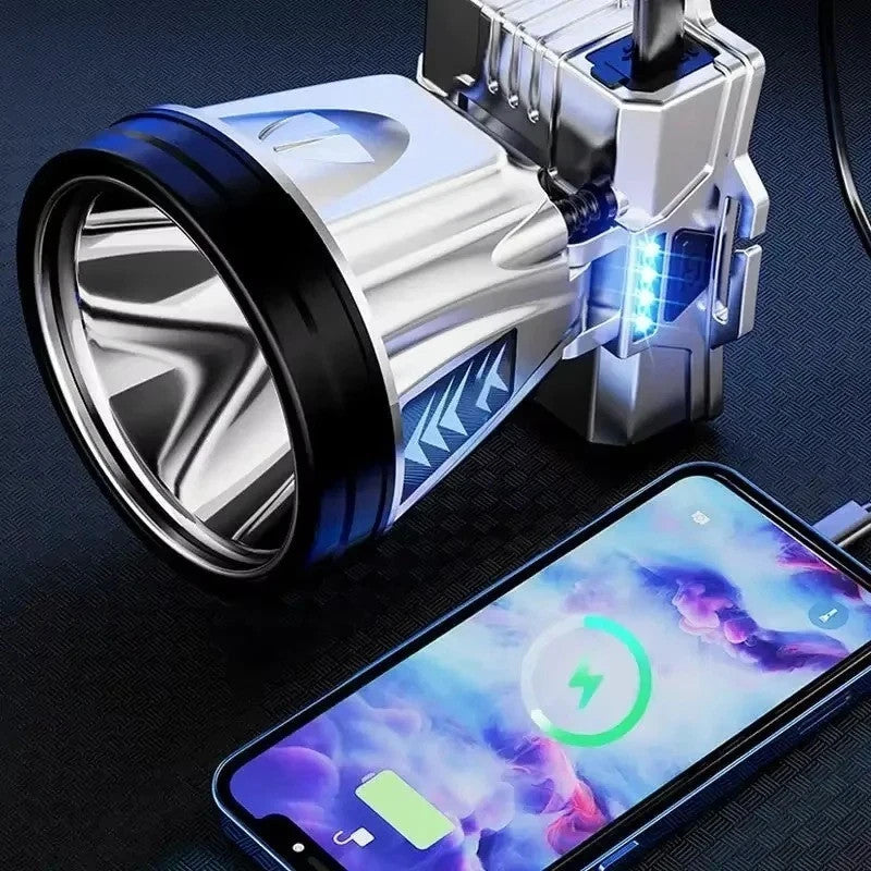 Rechargeable 10000mAh LED Headlamp with Wide Beam, Waterproof & Adjustable Strap
