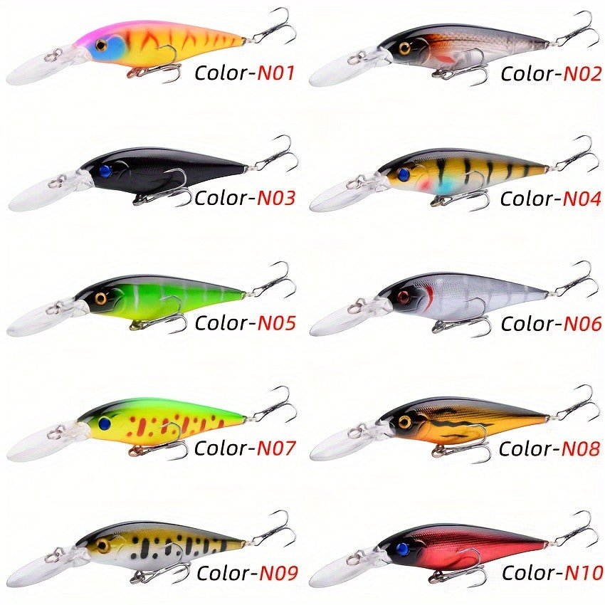 10pcs Artificial Crank Bait Fishing Lures for Bass