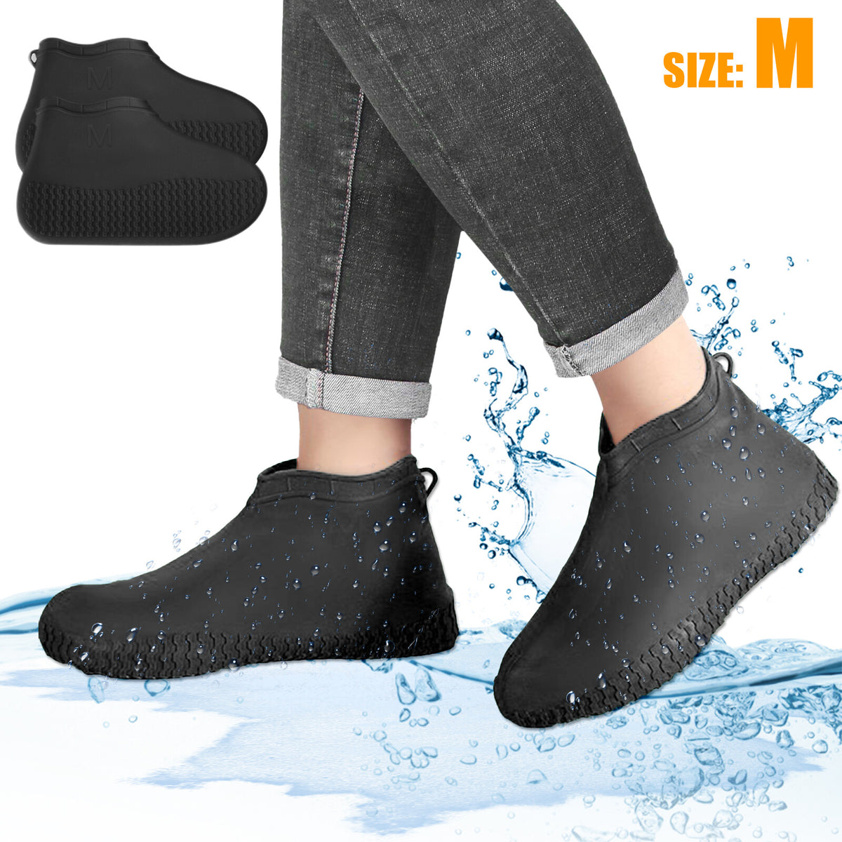 Non-Slip Reusable Waterproof Rain Shoe Covers Rubber Overshoes for Outdoor Protection