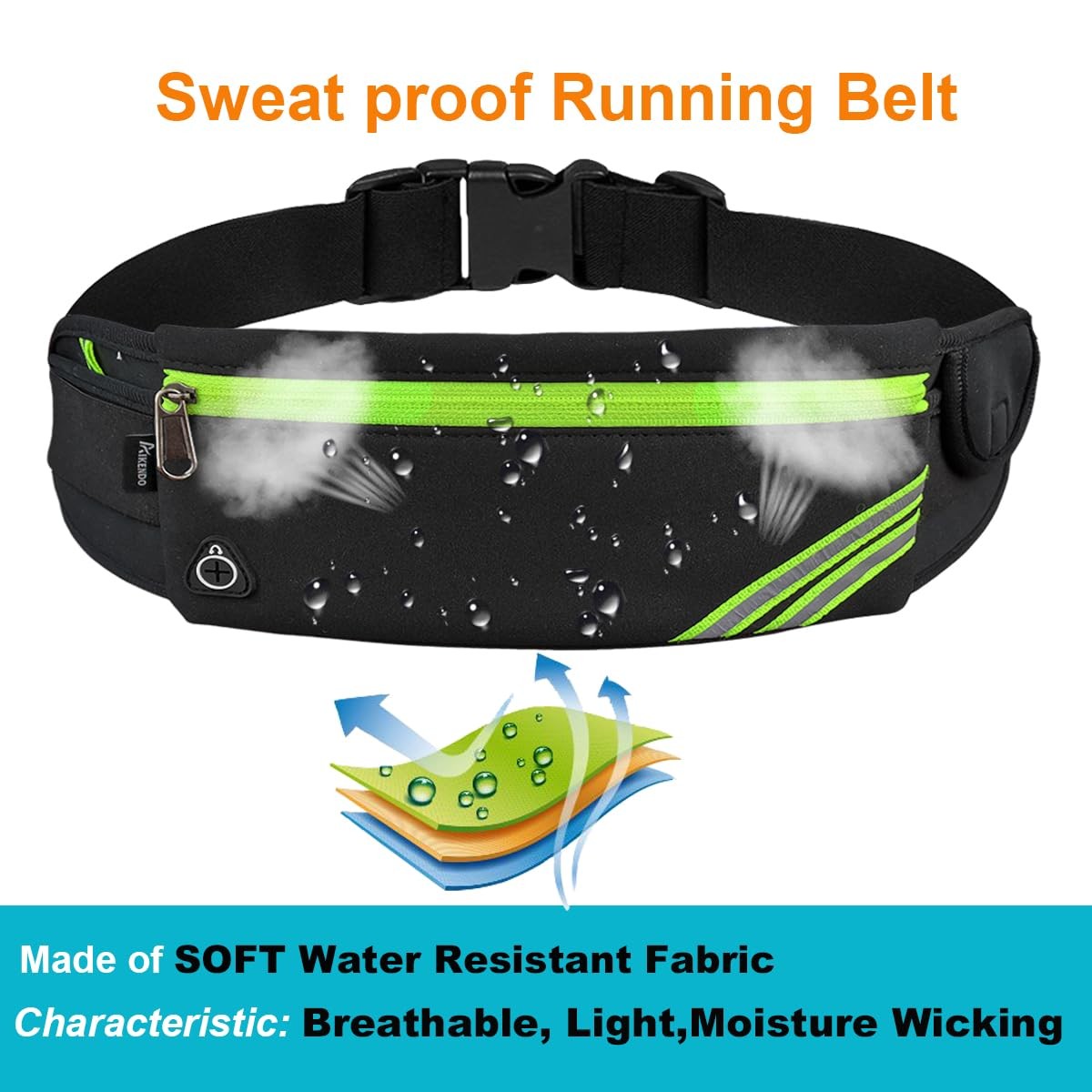 Running Belt Fanny Pack for Jogging, Hiking, Cycling - Water Resistant, Adjustable