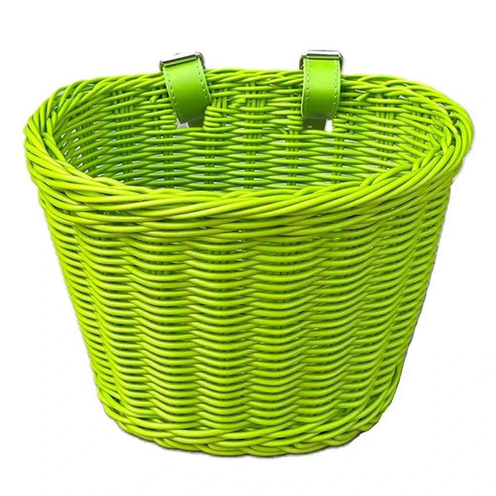 Children's Bicycle Front Handlebar Woven Basket Waterproof Storage
