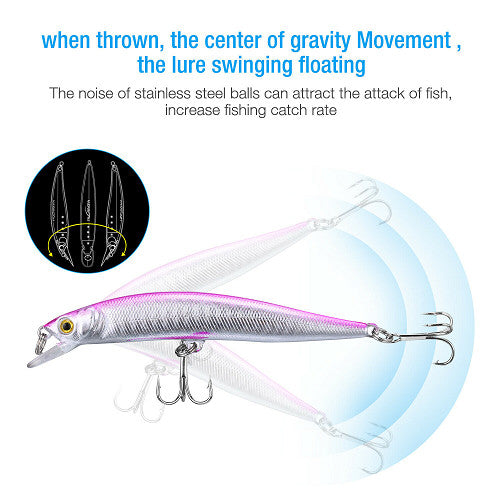 10Pcs Fishing Lures Set with Crankbaits & Connectors for Freshwater & Saltwater
