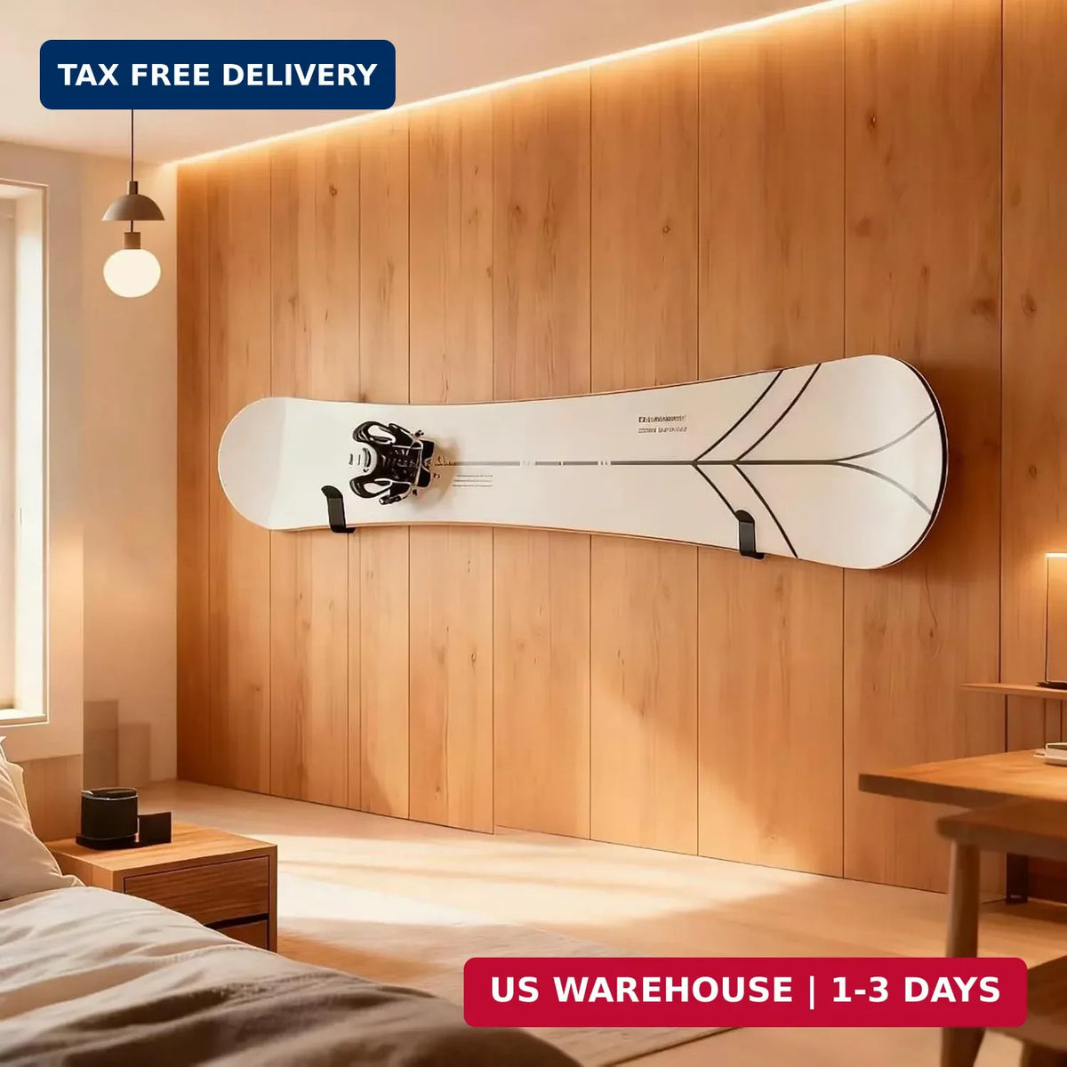 Snowboard Wall Mount Clips Set - Indoor Snowboard & Skateboard Storage