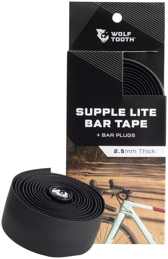 Wolf Tooth Supple Lite Bar Tape - Black Lightweight Cycling Handlebar Cover