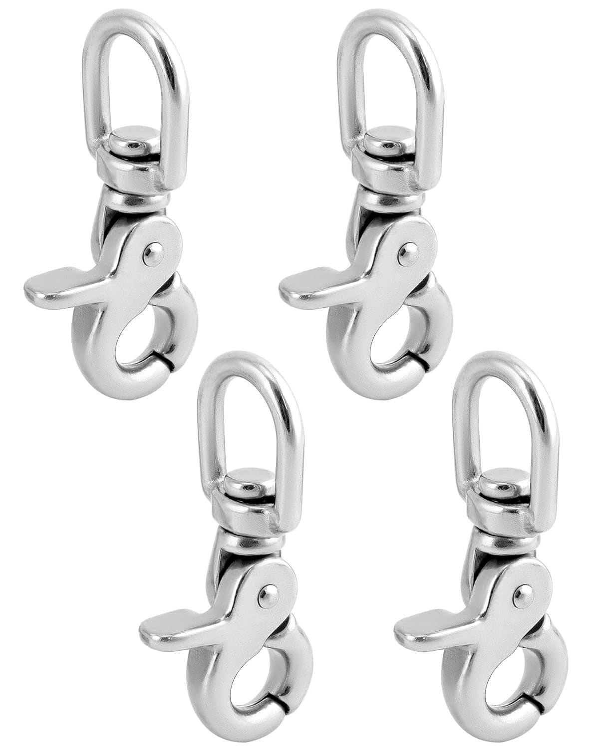 Marine Grade Stainless Steel Swivel Trigger Snap Hook 4 Pack - 2.56" Heavy Duty Clips