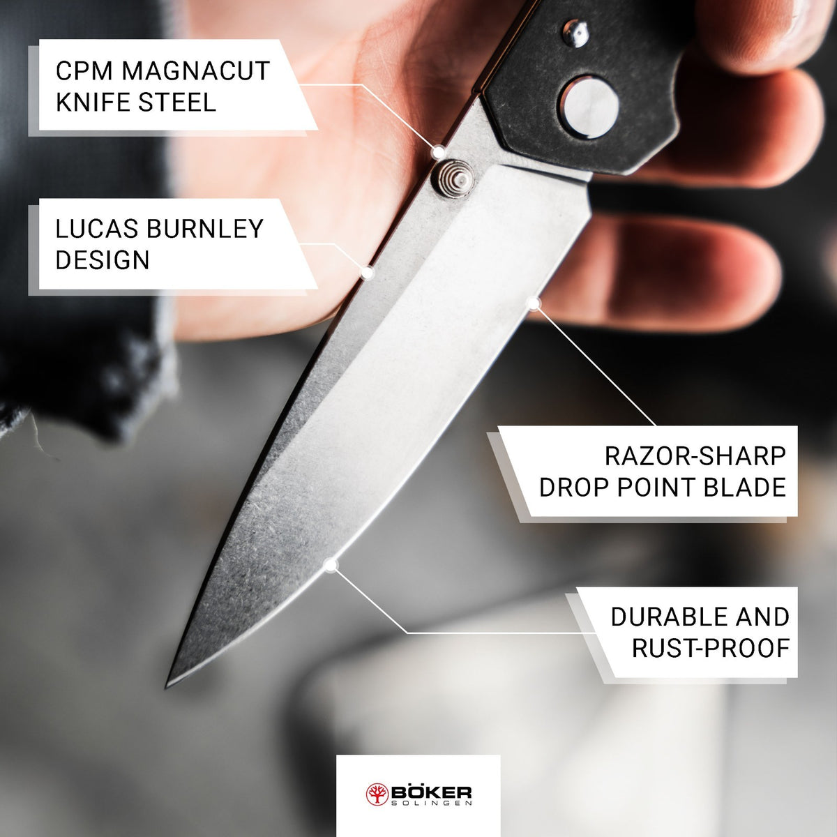 Boker Kihon Bifold Folding Pocket Knife - MagnaCut Steel, 3" Blade, Black Handle