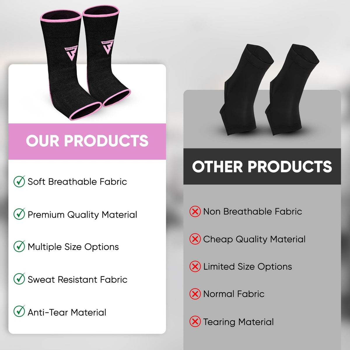 Muay Thai Ankle Wraps - Breathable, Non-Slip Boxing Gear for Kickboxing & MMA