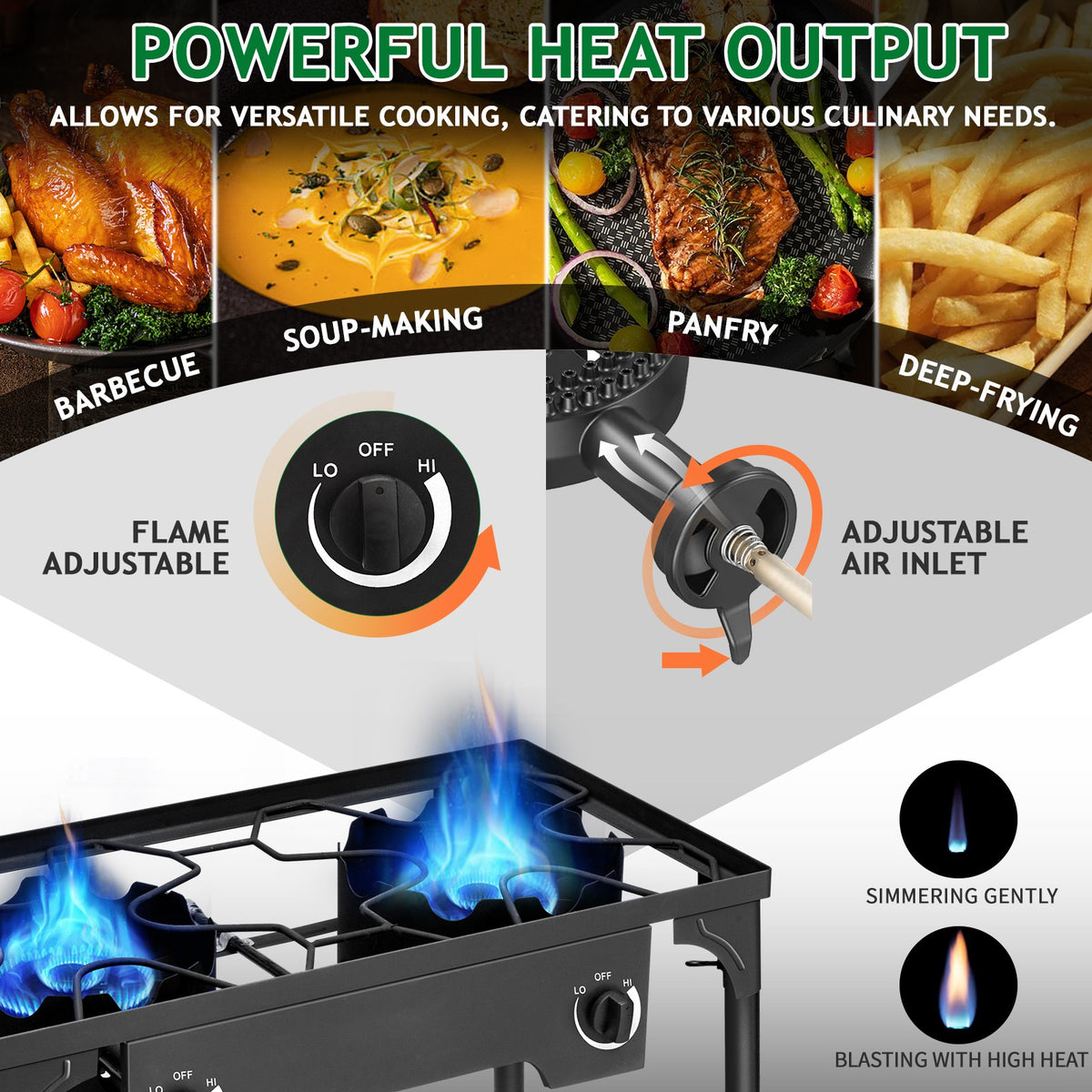Portable Propane Burner Stove with 1-4 Gas Burners for Outdoor Cooking and Camping