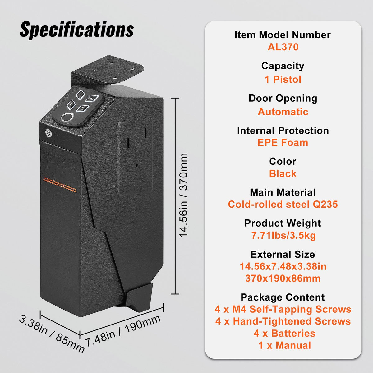 Biometric Gun Safe for Pistols with Key and Password Access — Secure & Quick Locking