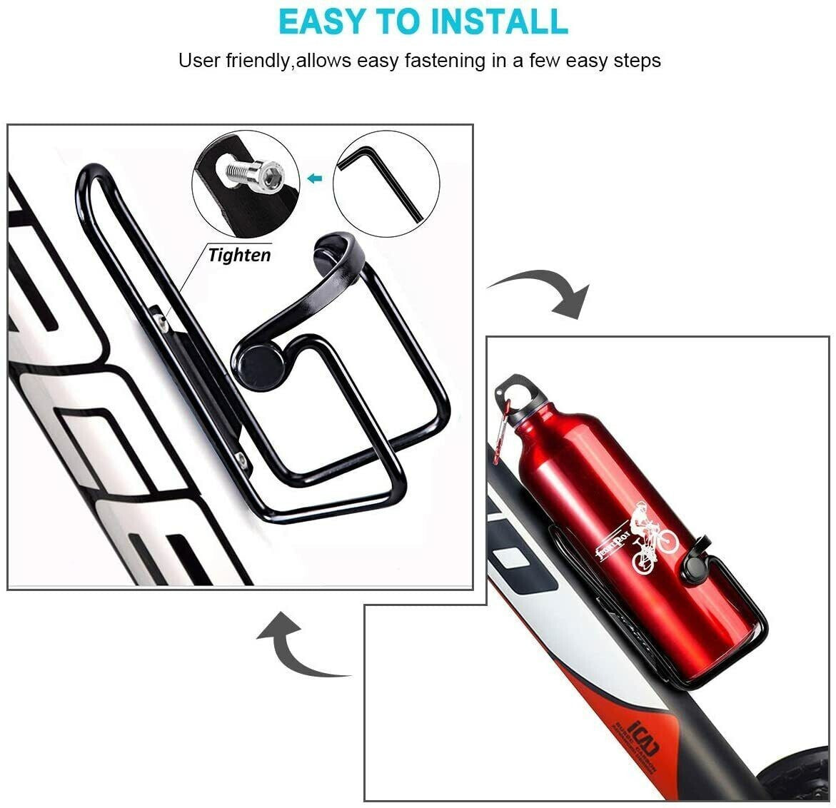 Lightweight Aluminum Bicycle Water Bottle Cages 2 Pack - Fits Most Standard & Oversized Bottles